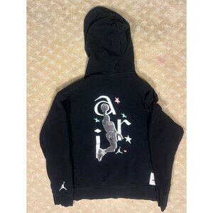 Air Jordan Men's M Hoodie Black Pullover Upside Down Jumpman Graphic Faded
